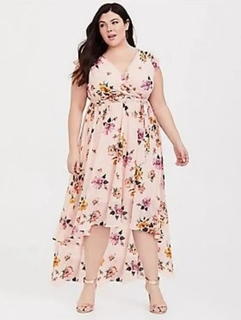 torrid Pink Floral Hi-Low Dress, Sz 4, Like New!